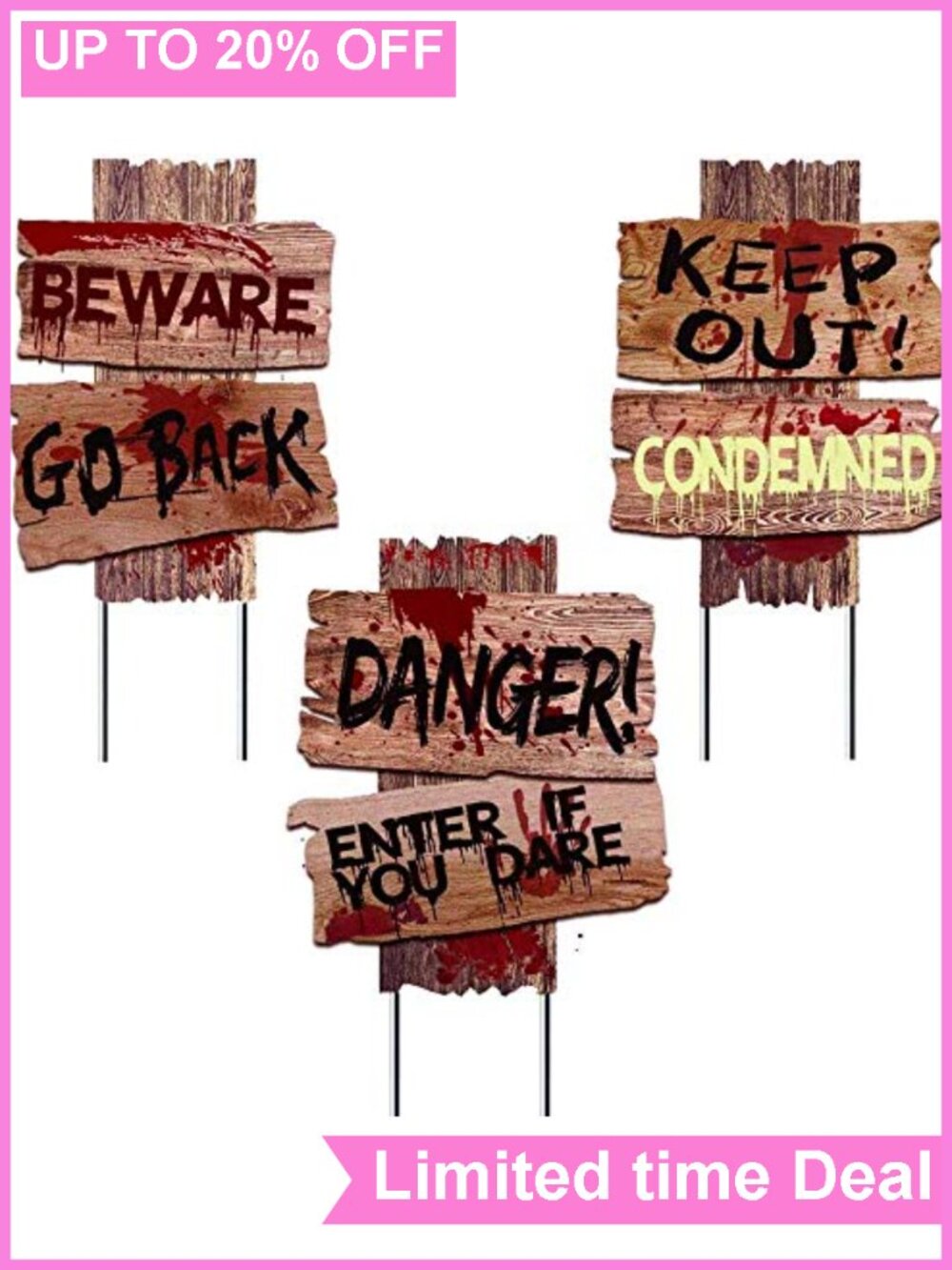Halloween Yard Signs 3 Pack 15x12 Inch Double-Sided Zombie Vampire Graves